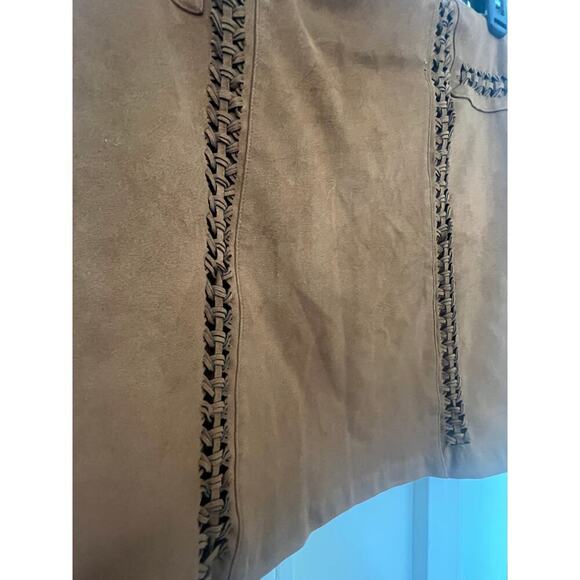 CATO A LINE SKIRT BROWN WITH LACING DETAILS LINED WOMENS SIZE 10 - Picture 3 of 6